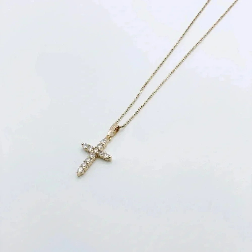 Gold Cross Necklace for woman | Dainty Cross Necklace | CZ Pendant Cross Pendant